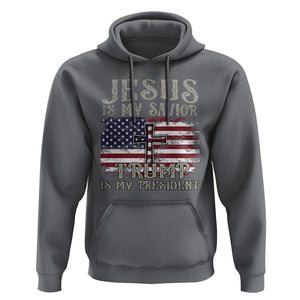 Donald Trump Supporter Hoodie Jesus Is My Savior Trump Is My President TS09 Charcoal Print Your Wear