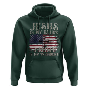 Donald Trump Supporter Hoodie Jesus Is My Savior Trump Is My President TS09 Dark Forest Green Print Your Wear