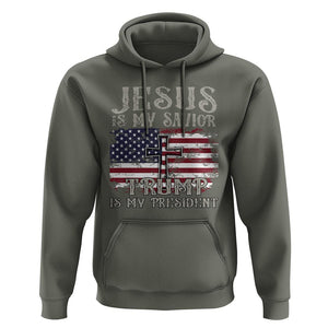 Donald Trump Supporter Hoodie Jesus Is My Savior Trump Is My President TS09 Military Green Print Your Wear