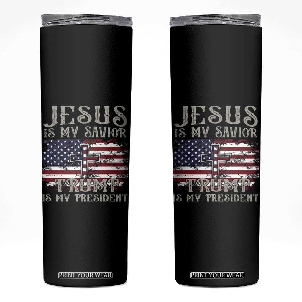 Jesus Is My Savior Trump Is My President Skinny Tumbler TS09 Black Print Your Wear