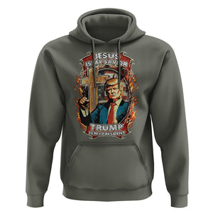 Donald Trump Supporter Hoodie Jesus Is My Savior Trump Is My President TS09 Military Green Print Your Wear