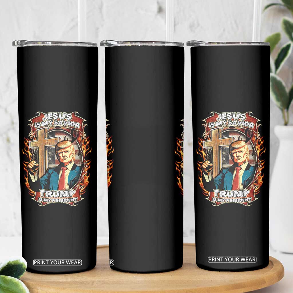 Trump Supporter Skinny Tumbler Jesus Is My Savior Trump Is My President TS09 Print Your Wear