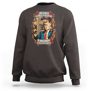 Donald Trump Supporter Sweatshirt Jesus Is My Savior Trump Is My President TS09 Dark Chocolate Print Your Wear