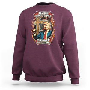Donald Trump Supporter Sweatshirt Jesus Is My Savior Trump Is My President TS09 Maroon Print Your Wear