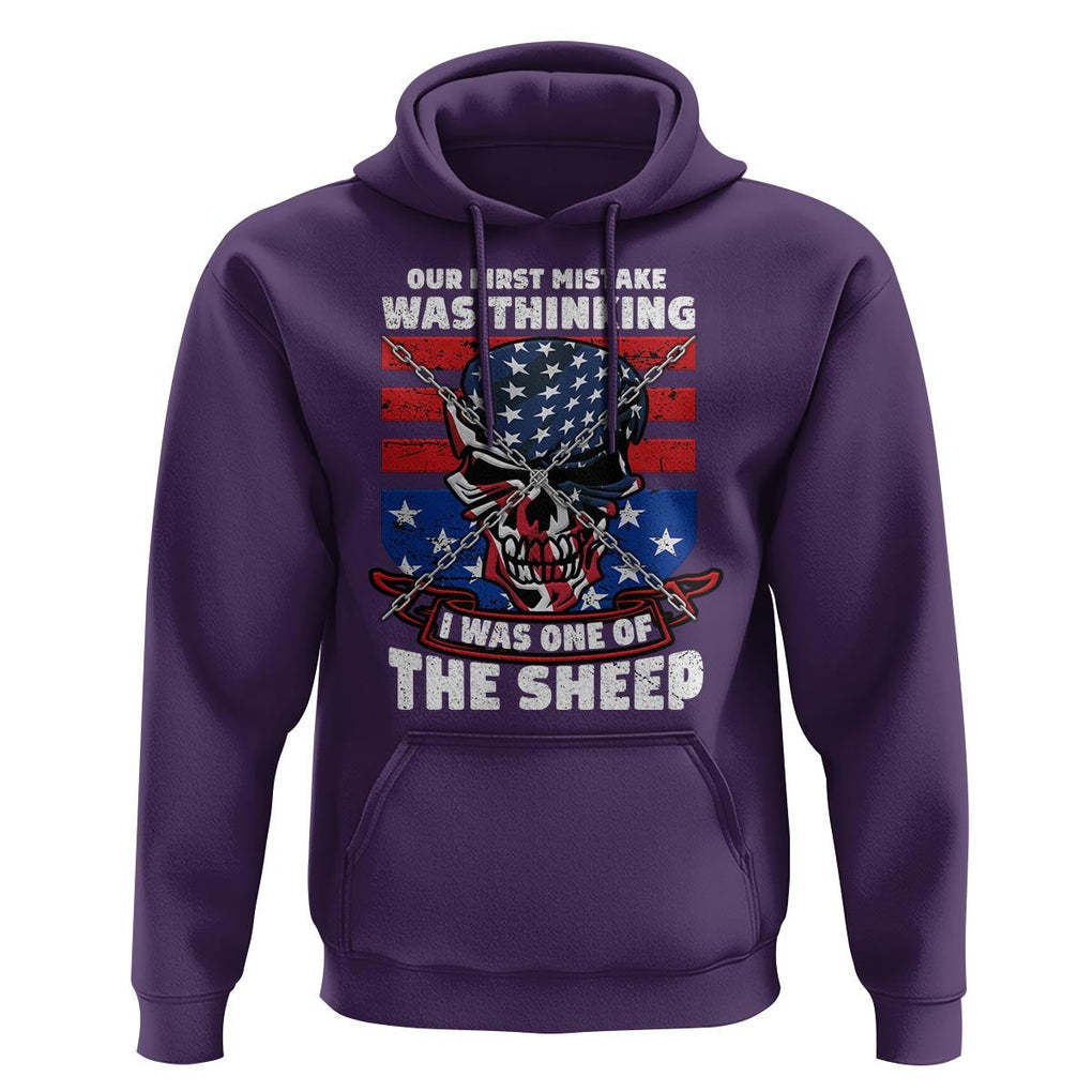 Your First Mistake Was Thinking I Was One Of The Sheep Skull Flag Patriotic Hoodie TS09 Purple Print Your Wear