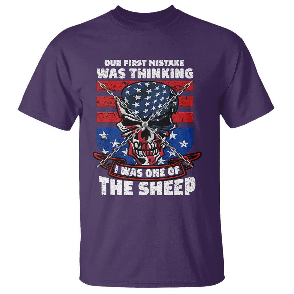Your First Mistake Was Thinking I Was One Of The Sheep Skull Flag Patriotic T Shirt TS09 Purple Print Your Wear