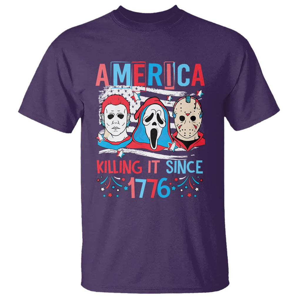 Funny 4th Of July T Shirt America Killing IT Since 1776 Horror TS09 Purple Print Your Wear