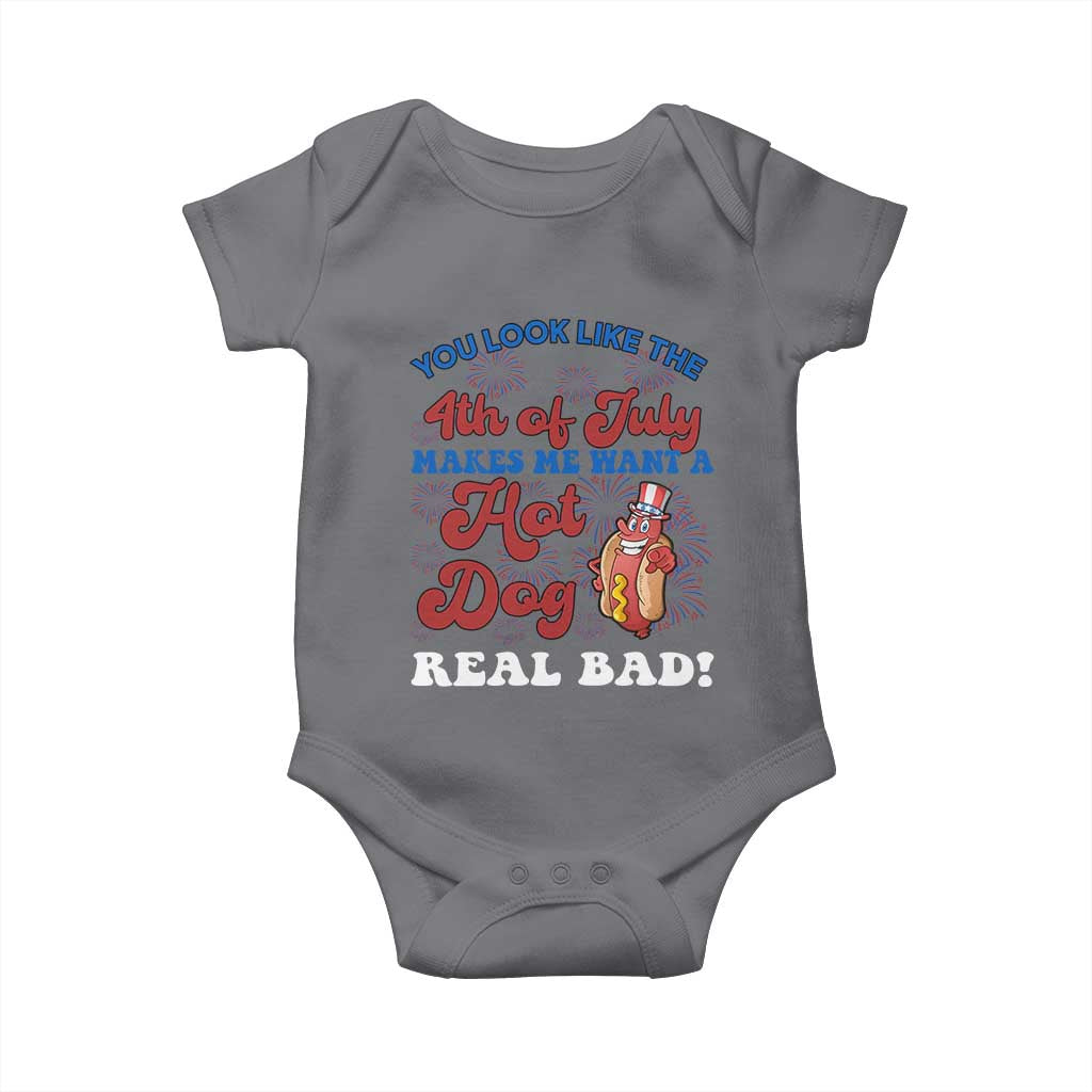 You Look Like The 4th Of July Funny Hot Dog Baby Onesie TS09 Charcoal Print Your Wear