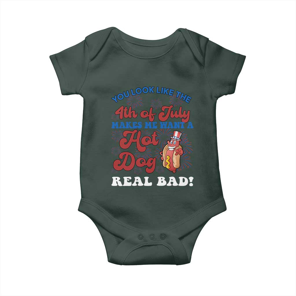 You Look Like The 4th Of July Funny Hot Dog Baby Onesie TS09 Print Your Wear