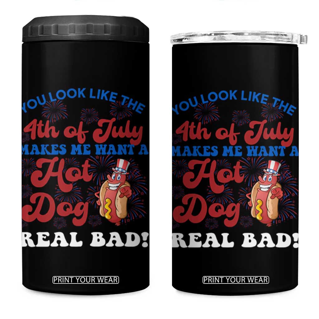You Look Like The 4th Of July Funny Hot Dog 4 in 1 Can Cooler Tumbler TS09 One Size: 16 oz Black Print Your Wear