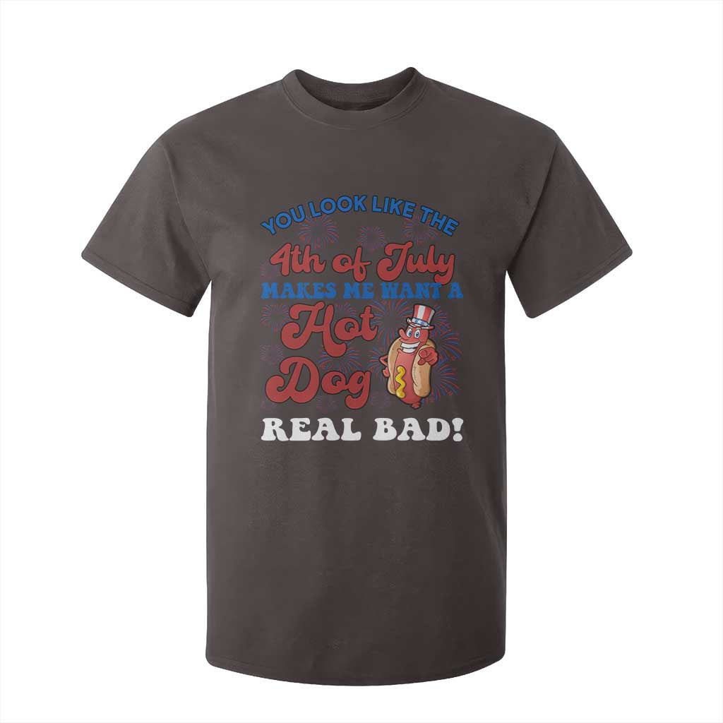 You Look Like The 4th Of July Funny Hot Dog T Shirt For Kid TS09 Dark Chocolate Print Your Wear