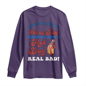 You Look Like The 4th Of July Funny Hot Dog Long Sleeve Shirt TS09 Purple Print Your Wear