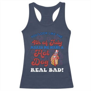 You Look Like The 4th Of July Funny Hot Dog Racerback Tank Top TS09 Navy Print Your Wear