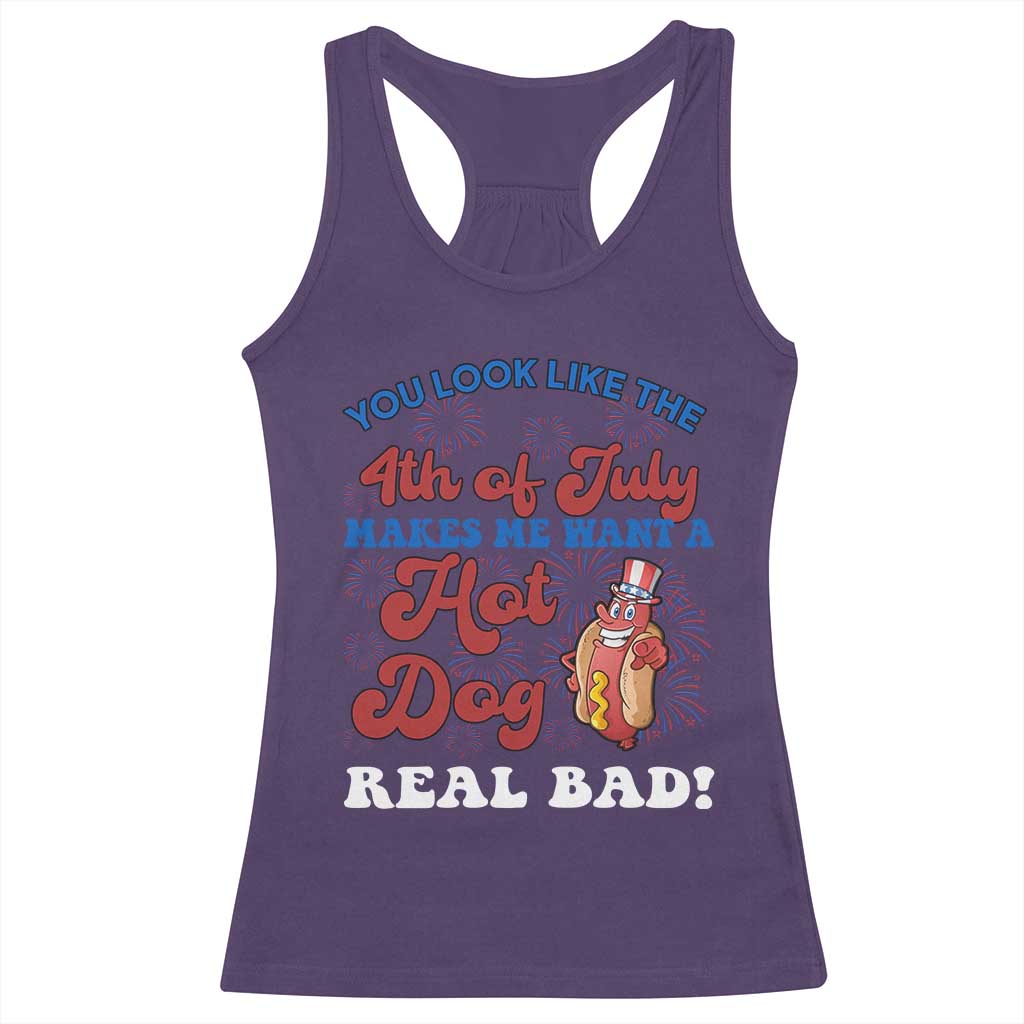 You Look Like The 4th Of July Funny Hot Dog Racerback Tank Top TS09 Purple Print Your Wear