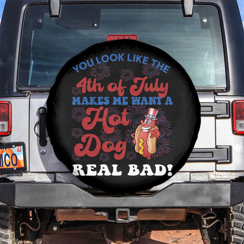 You Look Like The 4th Of July Funny Hot Dog Spare Tire Cover TS09 No hole Black Print Your Wear