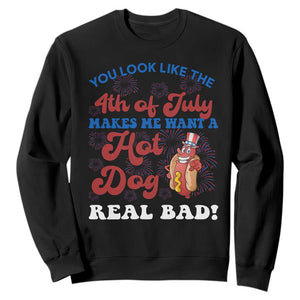 You Look Like The 4th Of July Funny Hot Dog Sweatshirt TS09 Black Print Your Wear