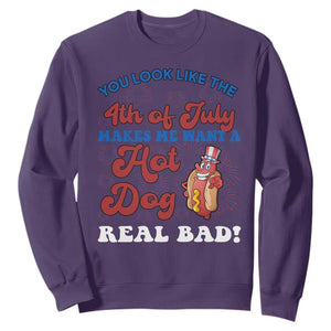 You Look Like The 4th Of July Funny Hot Dog Sweatshirt TS09 Purple Print Your Wear