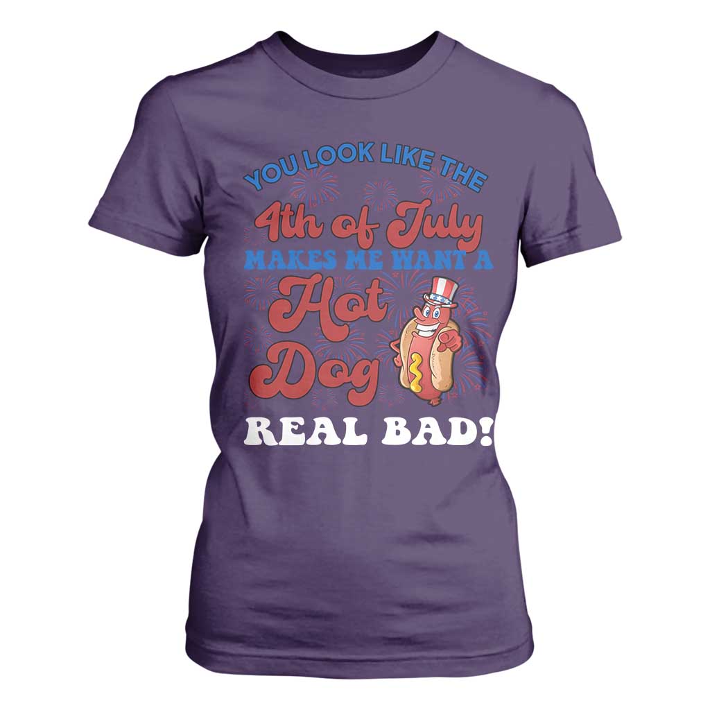 You Look Like The 4th Of July Funny Hot Dog T Shirt For Women TS09 Purple Print Your Wear