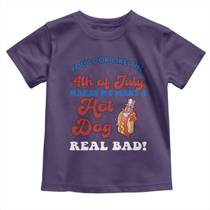 You Look Like The 4th Of July Funny Hot Dog Toddler T Shirt TS09 Purple Print Your Wear