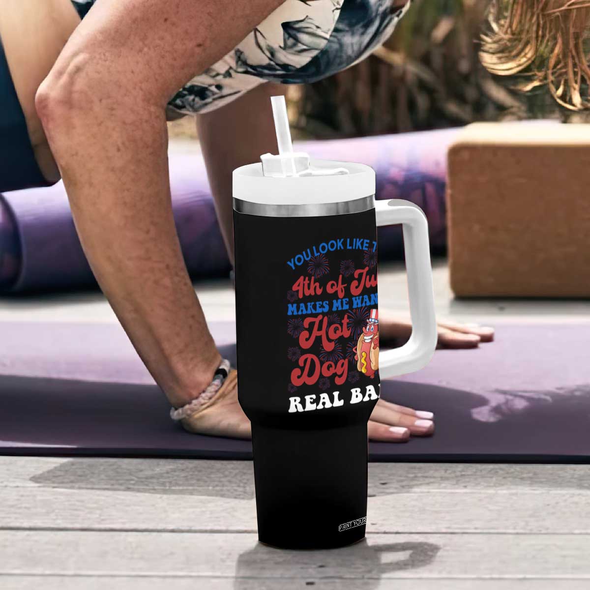 You Look Like The 4th Of July Funny Hot Dog Tumbler With Handle TS09 Print Your Wear