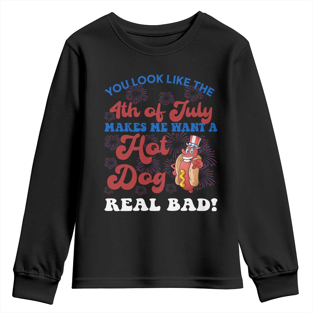 You Look Like The 4th Of July Funny Hot Dog Youth Sweatshirt TS09 Black Print Your Wear