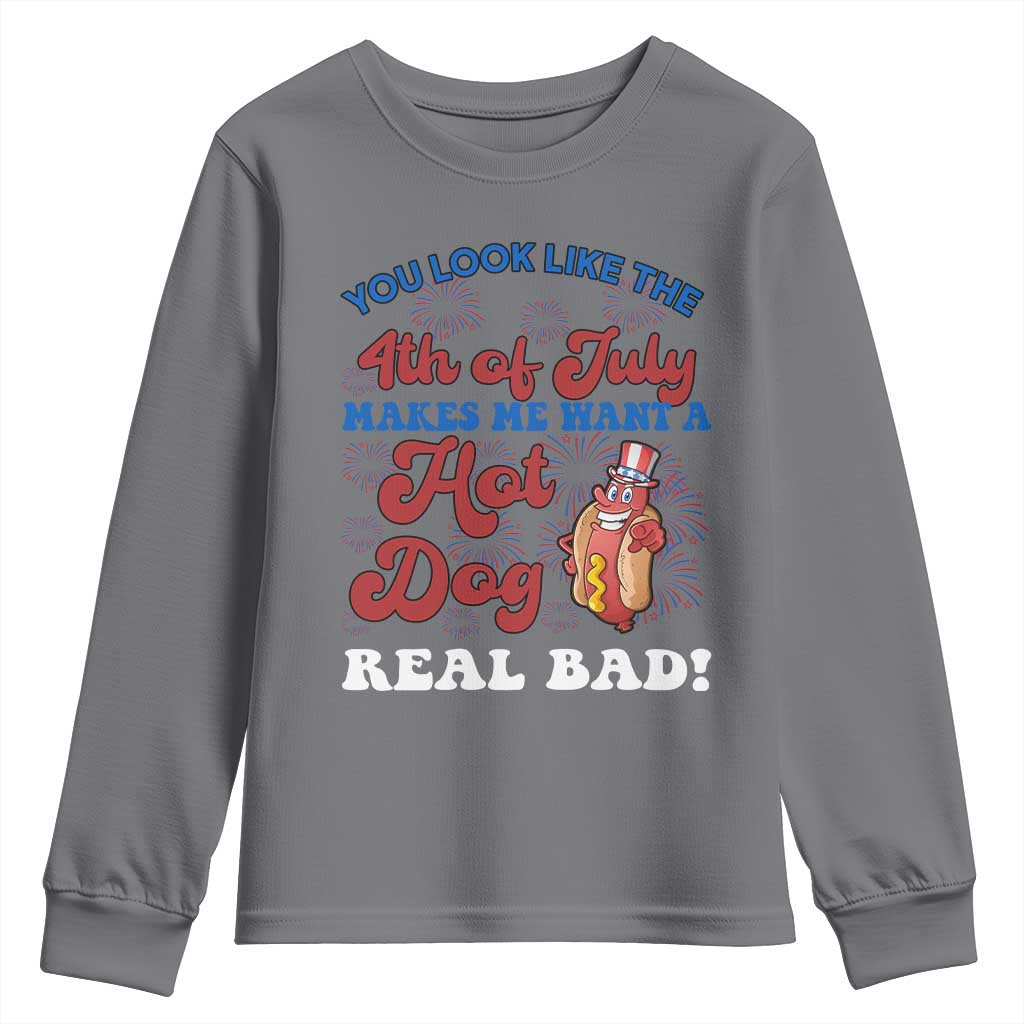 You Look Like The 4th Of July Funny Hot Dog Youth Sweatshirt TS09 Charcoal Print Your Wear