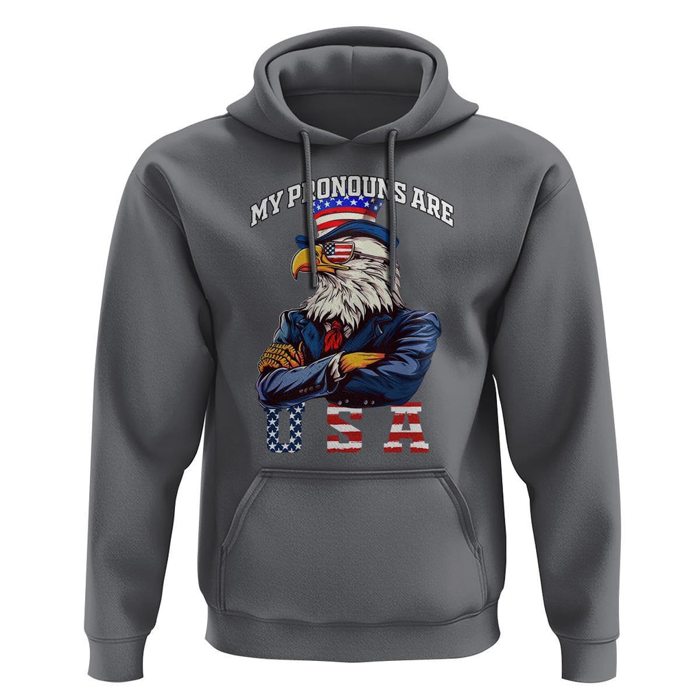 Funny 4th Of July Hoodie My Pronouns USA Eagle American TS09 Charcoal Print Your Wear