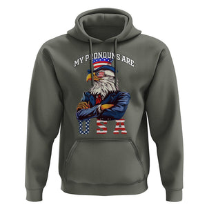 Funny 4th Of July Hoodie My Pronouns USA Eagle American TS09 Military Green Print Your Wear