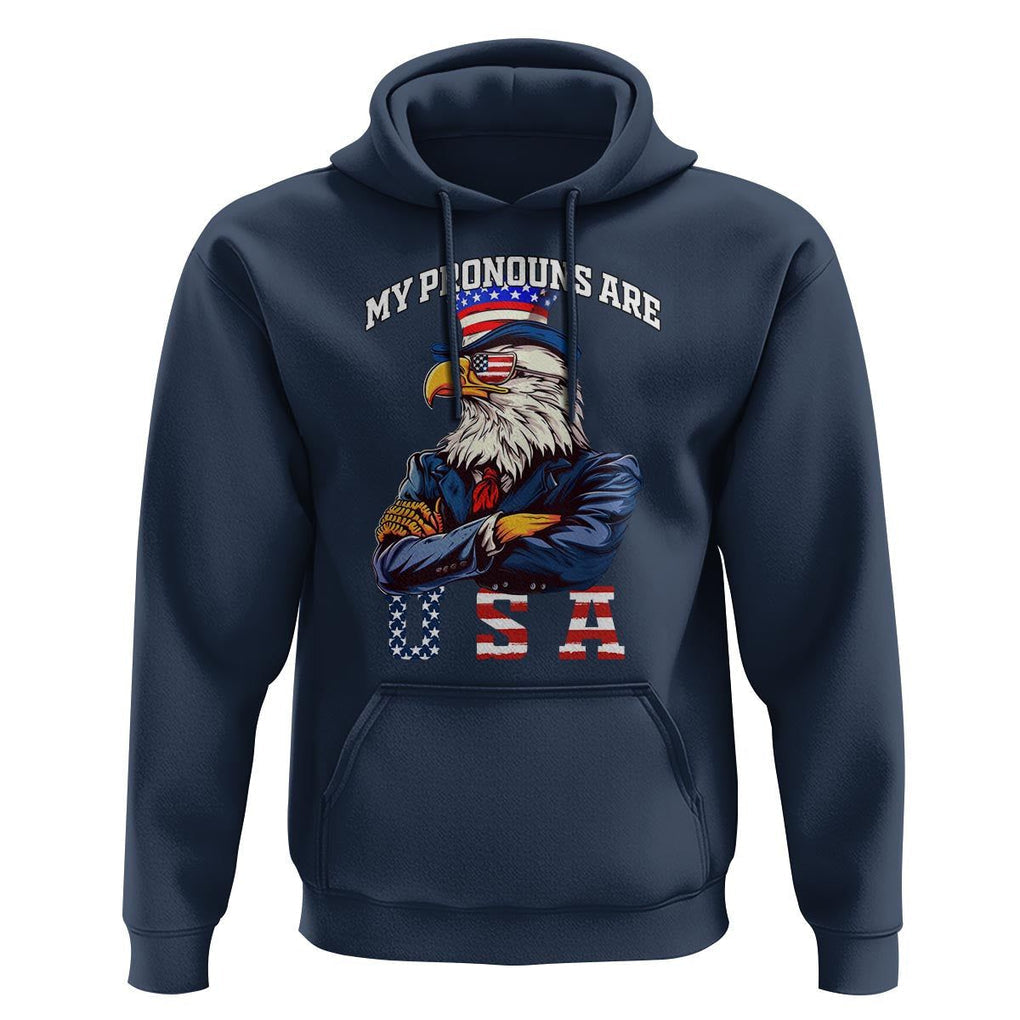 Funny 4th Of July Hoodie My Pronouns USA Eagle American TS09 Navy Print Your Wear