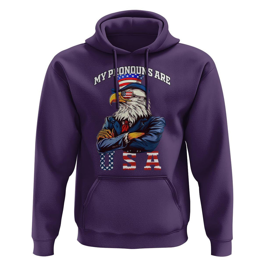 Funny 4th Of July Hoodie My Pronouns USA Eagle American TS09 Purple Print Your Wear