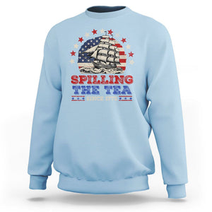 Funny 4th Of July Sweatshirt Spilling The Tea Since 1773 TS09 Light Blue Print Your Wear