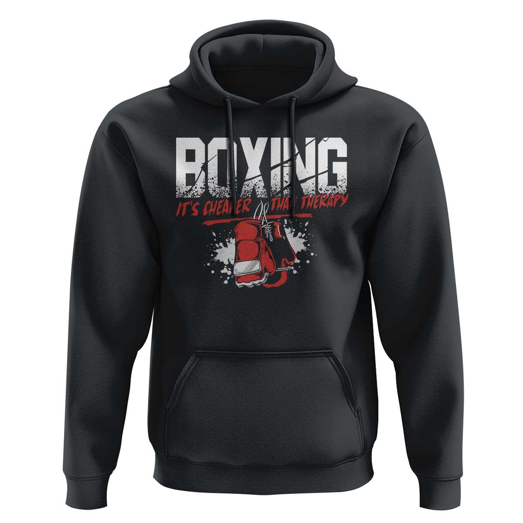 Boxing Cheaper Than Therapy Hoodie TS09 Black Print Your Wear