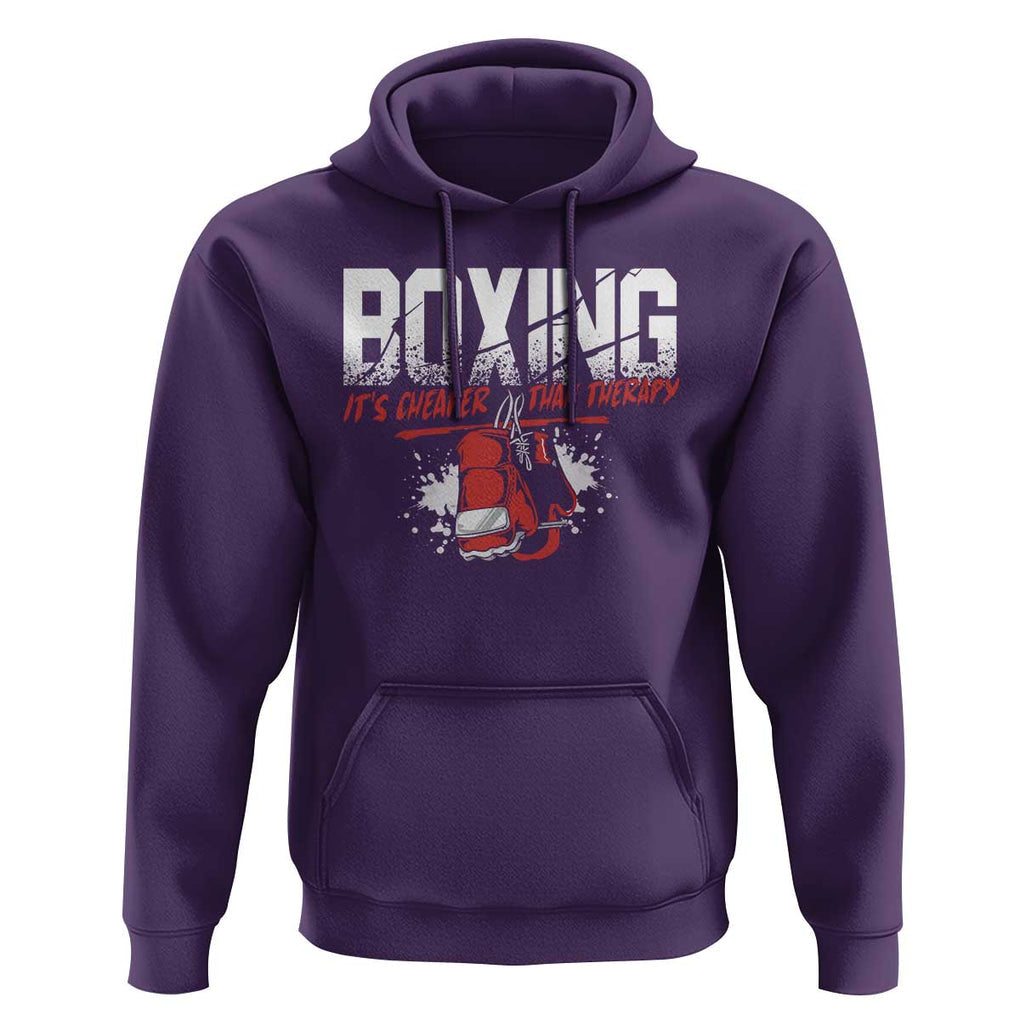 Boxing Cheaper Than Therapy Hoodie TS09 Purple Print Your Wear