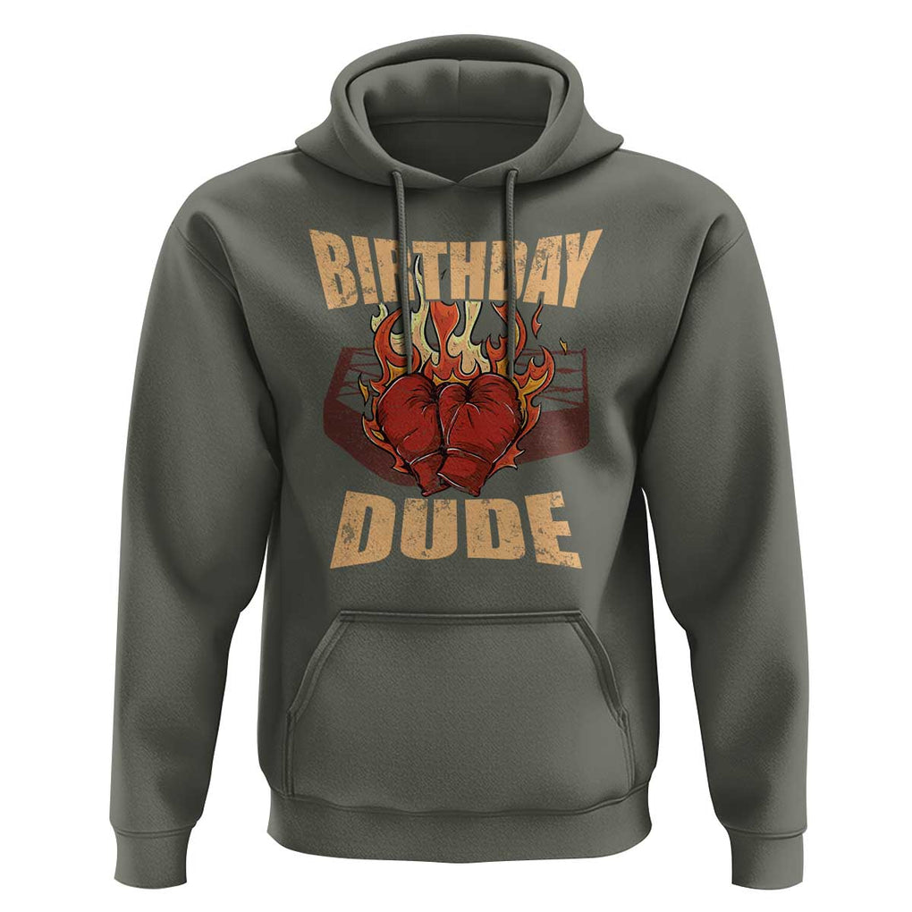 Birthday Dude Boxing Player Hoodie TS09 Military Green Print Your Wear