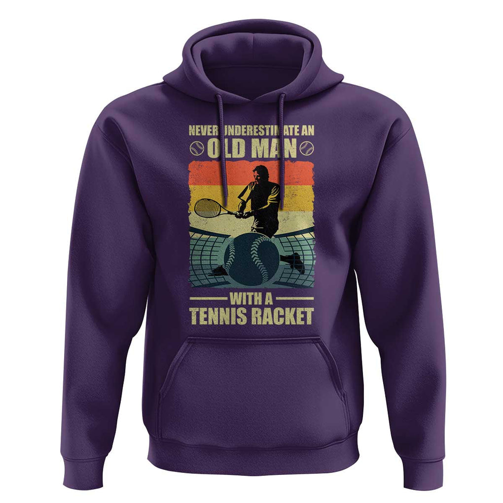 Funny Tennis Hoodie Never Underestimate An Old Man With A Tennis Racket TS09 Purple Print Your Wear