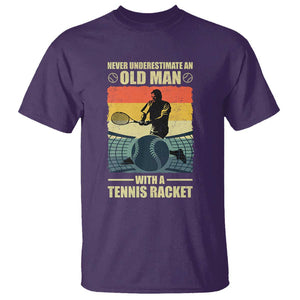 Funny Tennis T Shirt Never Underestimate An Old Man With A Tennis Racket TS09 Purple Print Your Wear