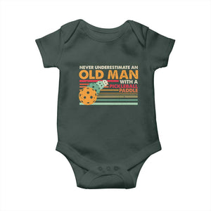 Funny Pickleball Baby Onesie Never Underestimate An Old Man With A Pickleball Paddle TS09 Print Your Wear