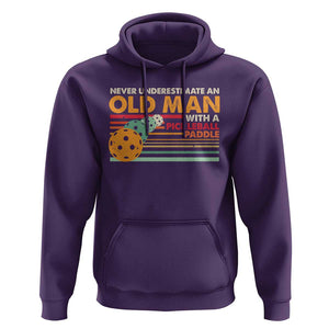 Funny Pickleball Hoodie Never Underestimate An Old Man With A Pickleball Paddle TS09 Purple Print Your Wear
