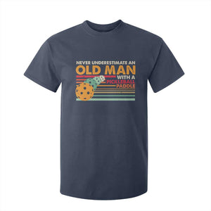 Funny Pickleball T Shirt For Kid Never Underestimate An Old Man With A Pickleball Paddle TS09 Navy Print Your Wear