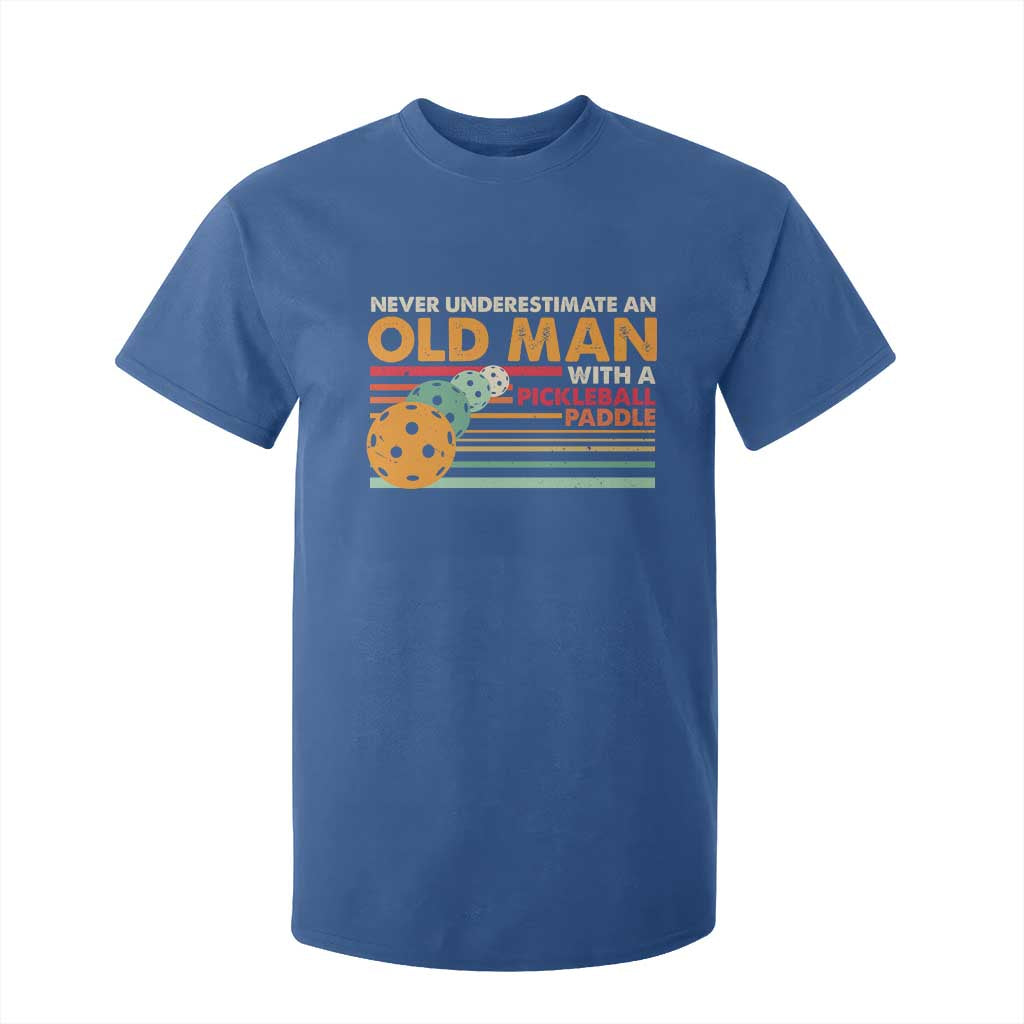 Funny Pickleball T Shirt For Kid Never Underestimate An Old Man With A Pickleball Paddle TS09 Royal Blue Print Your Wear