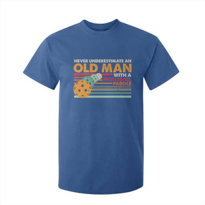 Funny Pickleball T Shirt For Kid Never Underestimate An Old Man With A Pickleball Paddle TS09 Royal Blue Print Your Wear