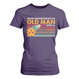 Funny Pickleball T Shirt For Women Never Underestimate An Old Man With A Pickleball Paddle TS09 Purple Print Your Wear