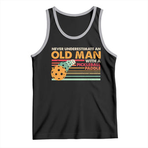 Funny Pickleball Tank Top Never Underestimate An Old Man With A Pickleball Paddle TS09 Black Athletic Heather Print Your Wear