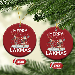 Xmas Lacrosse Christmas Ornament Merry LAXMAS Santa Reindeer Lacrosse Player TS09 Circle Red Print Your Wear