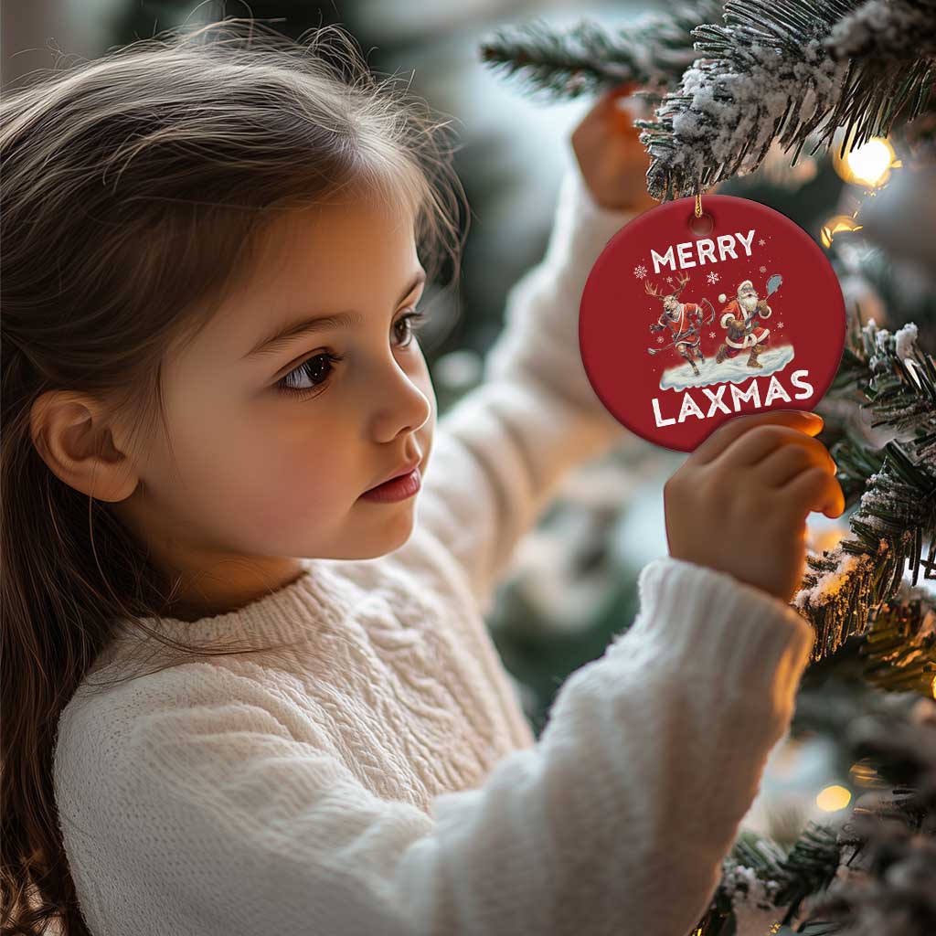 Xmas Lacrosse Christmas Ornament Merry LAXMAS Santa Reindeer Lacrosse Player TS09 Print Your Wear