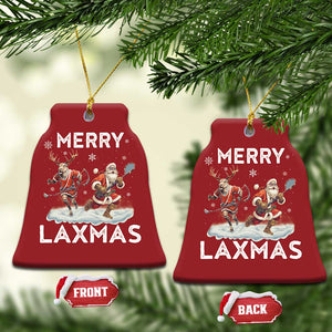 Xmas Lacrosse Christmas Ornament Merry LAXMAS Santa Reindeer Lacrosse Player TS09 Bell Flake Red Print Your Wear
