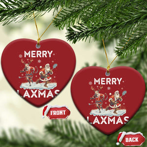 Xmas Lacrosse Christmas Ornament Merry LAXMAS Santa Reindeer Lacrosse Player TS09 Heart Red Print Your Wear