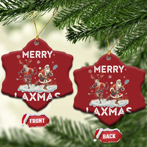 Xmas Lacrosse Christmas Ornament Merry LAXMAS Santa Reindeer Lacrosse Player TS09 Snow Flake Red Print Your Wear