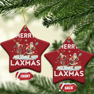 Xmas Lacrosse Christmas Ornament Merry LAXMAS Santa Reindeer Lacrosse Player TS09 Star Red Print Your Wear