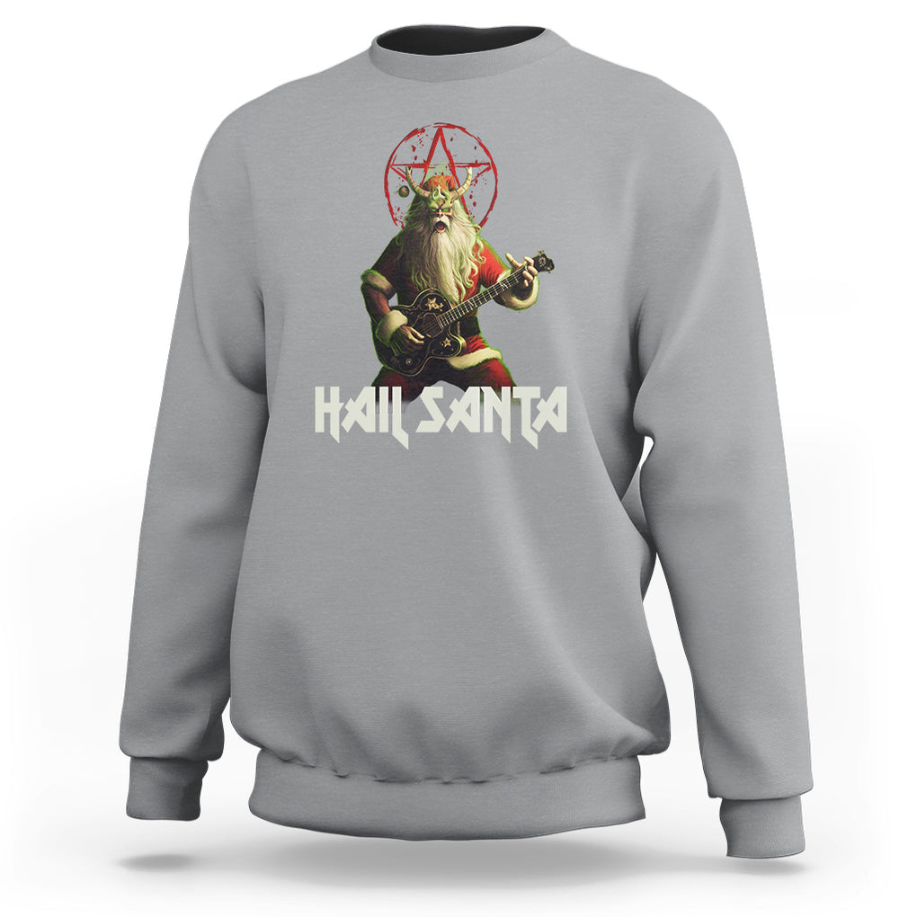 Hail Santa Sleigher Heavy Metal Ugly Christmas Sweatshirt TS09 Sport Gray Printyourwear